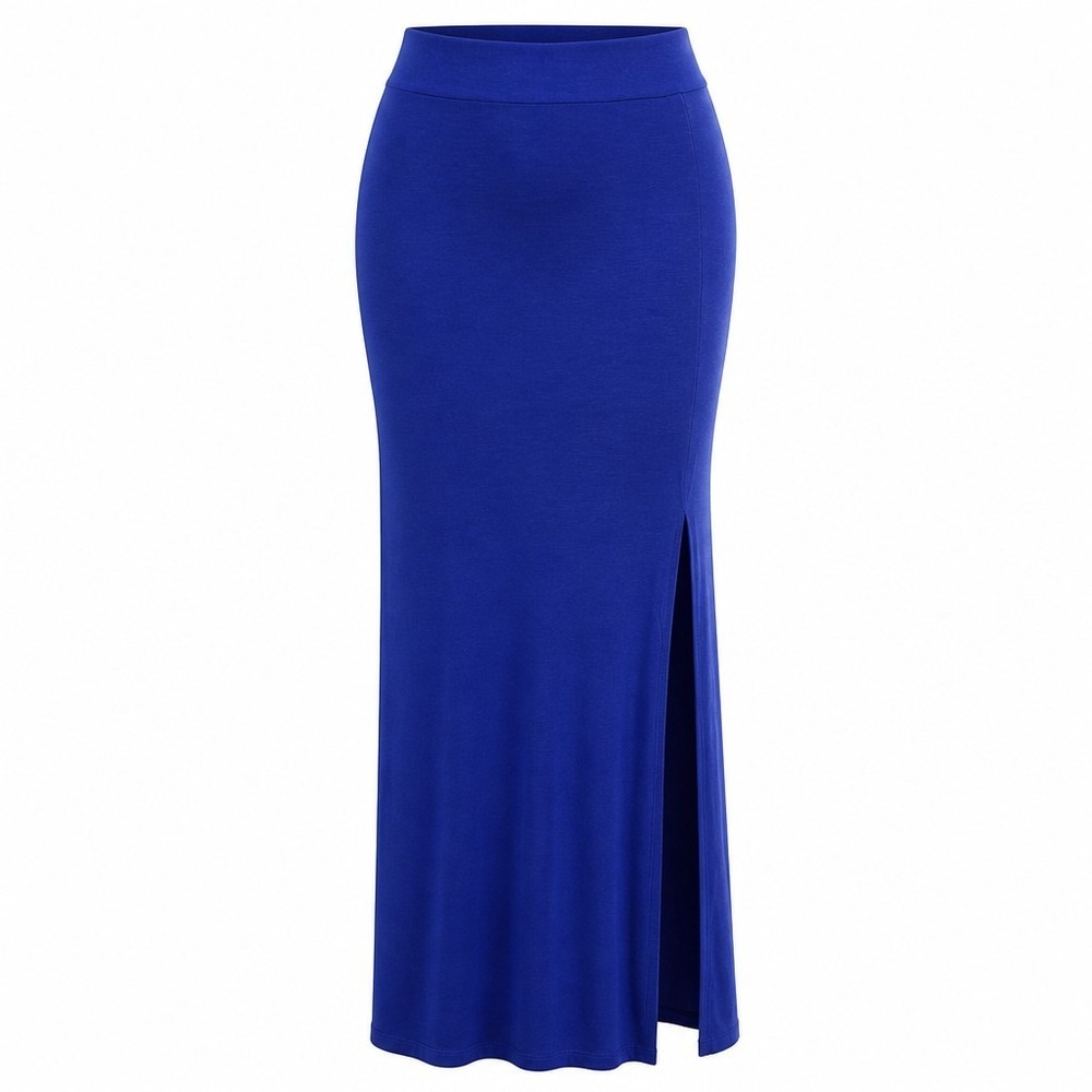 Charlotte Russe Royal Blue Maxi Skirt XL High Waist Side Slit Jersey Knit Formal